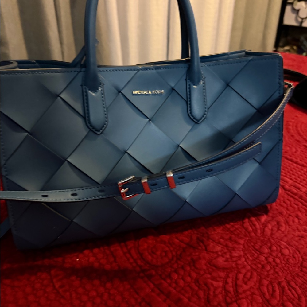 Michael Kors Teal Woven Satchel - Picture 8 of 8